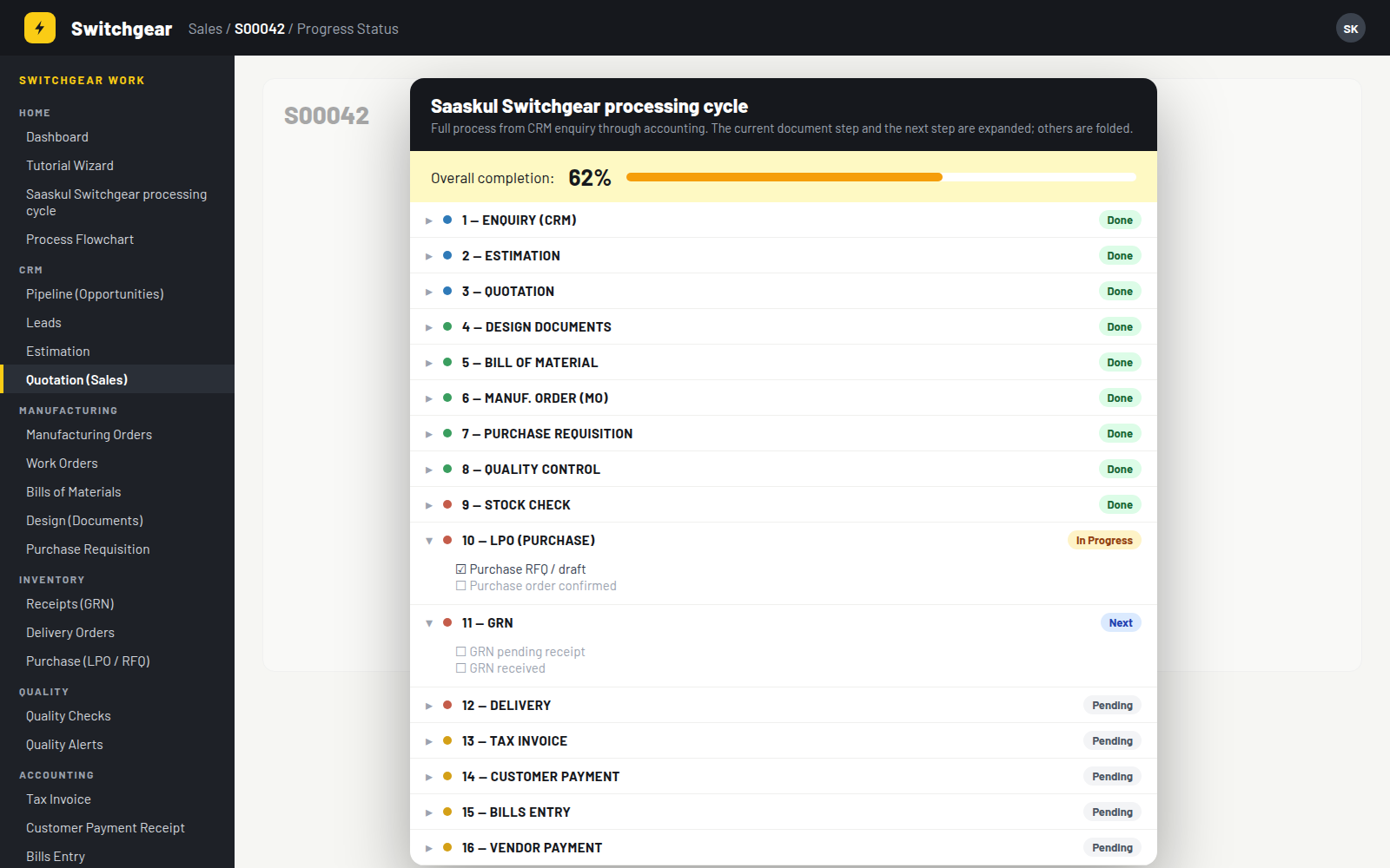 Progress Status popup